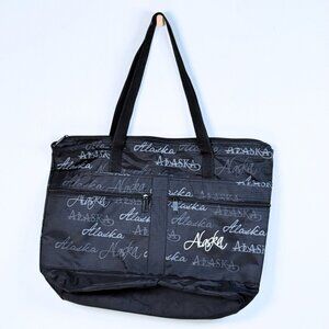 Black Tote Bag Alaska Multi Pocket Shoulder Strap Beach Travel Gorpcore